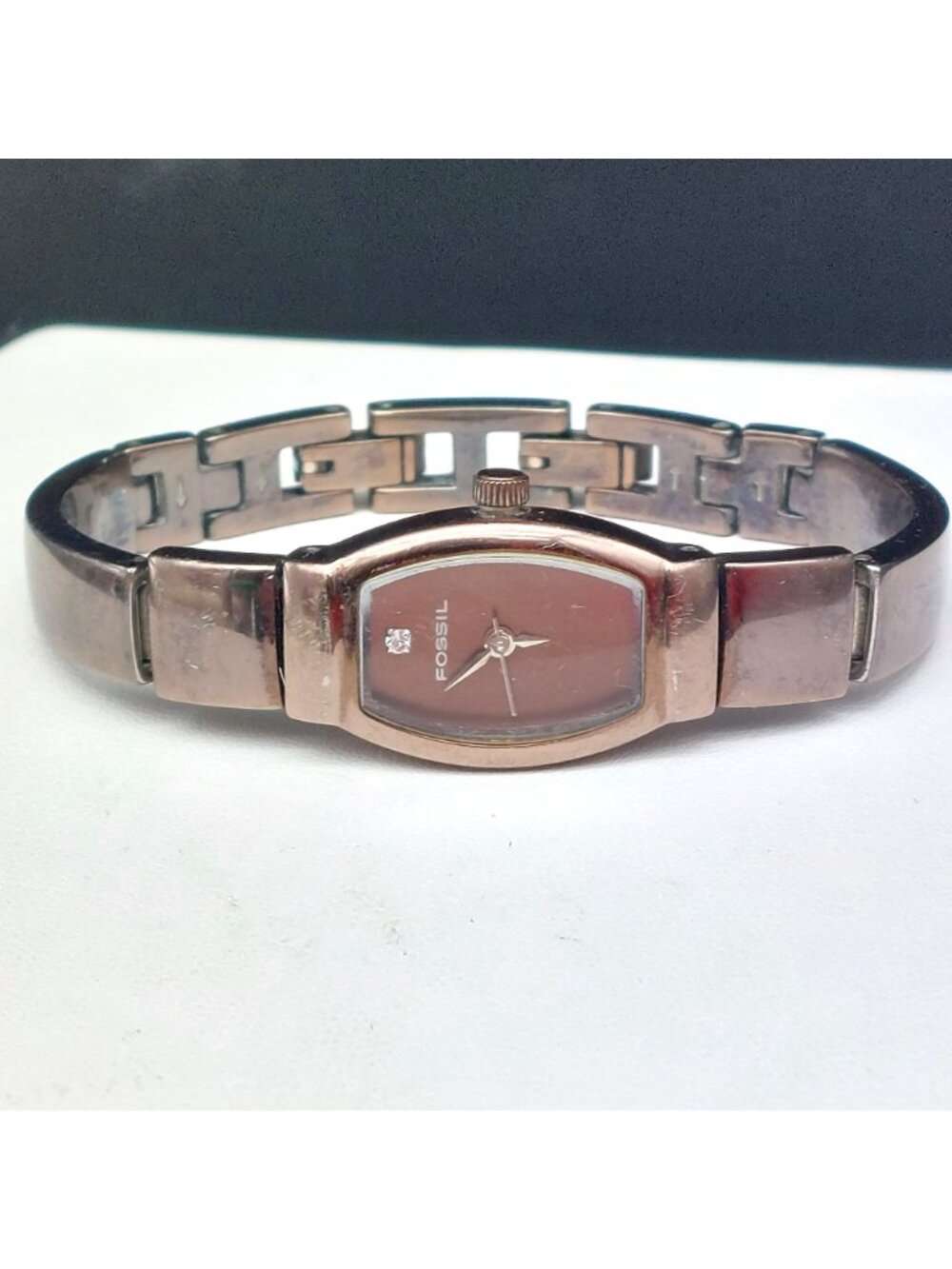 Vintage Fossil F2 Women's Watch ES-1721 Brown Dial Stainless Steel Works Great - Picture 7 of 8